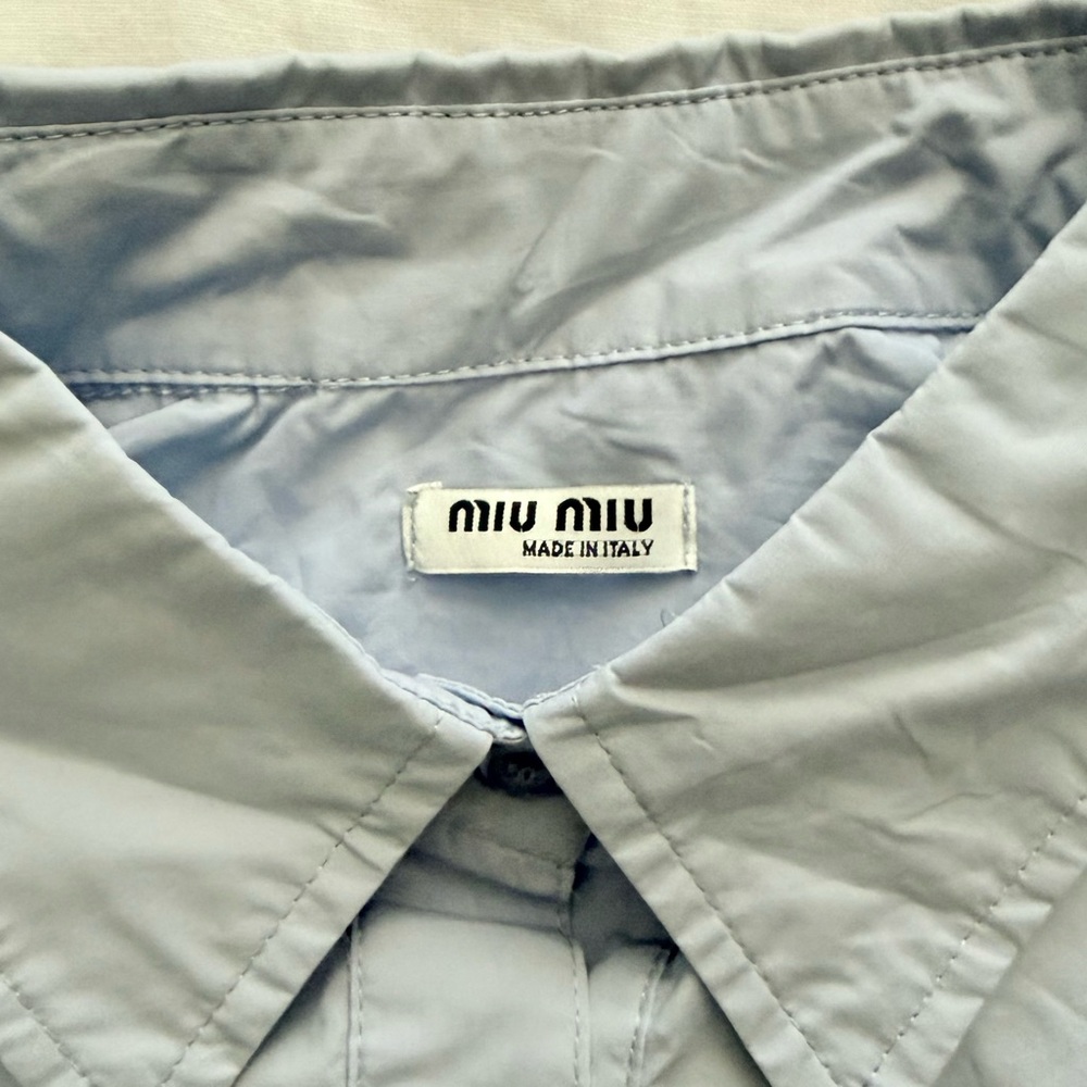 Miu Miu cropped button down shirt blue size medium - Picture 3 of 4